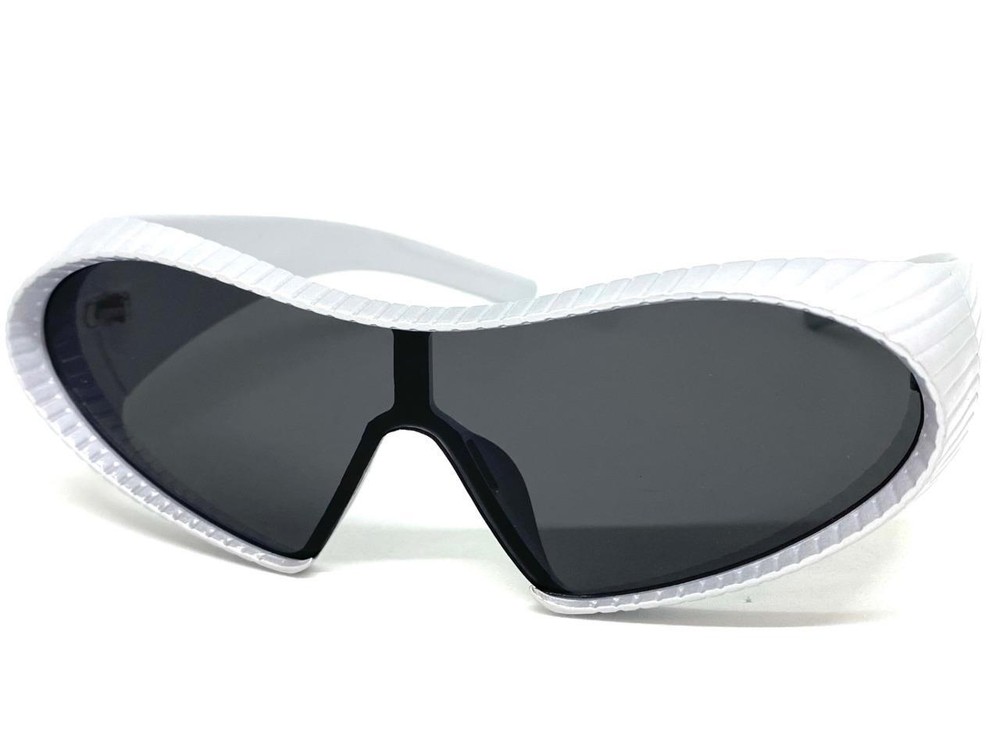 Futuristic Space Robot Modern Shield Party Raver SUN GLASSES Large Silver Frame
