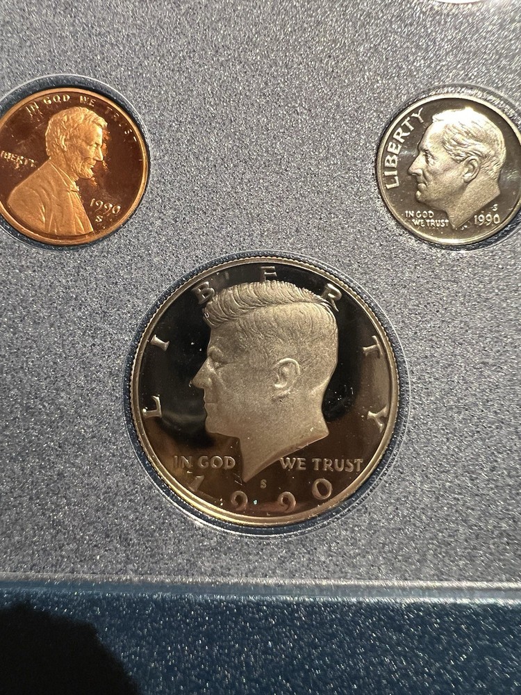 1990 US Mint Prestige Set Featuring Eisenhower Centennial 90% Silver Dollar COA