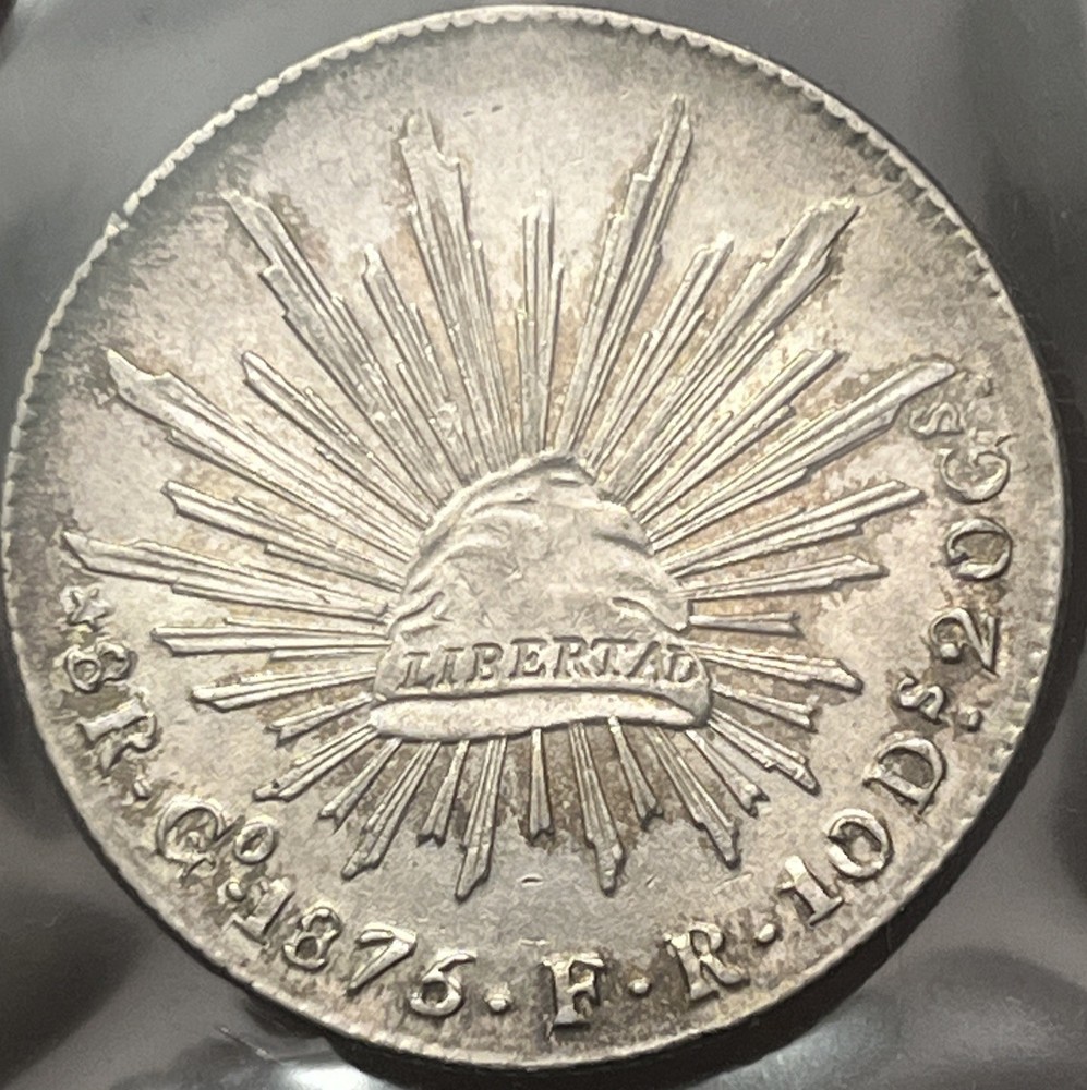 1876/5 Go FR 8 Reales Mexico AU