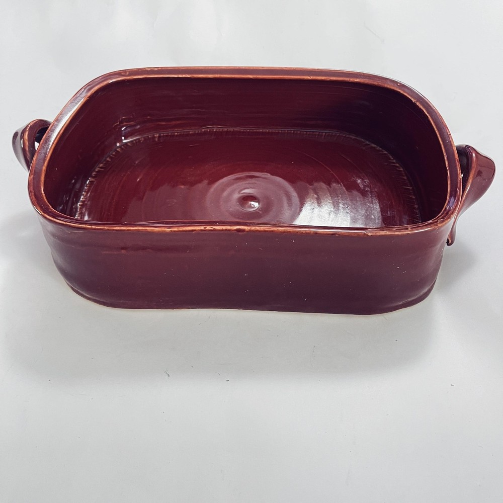 Handmade Rectangular Ceramic Baking Dish 10x7 Red Pottery Ovenware Rustic