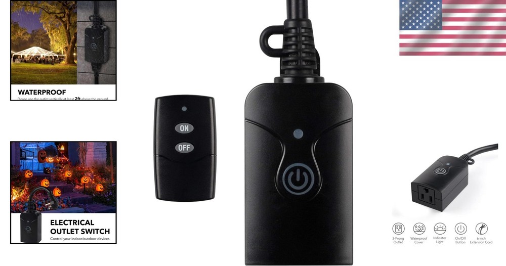 Compact Remote-Controlled Electrical Outlet - Listed, Voice Search Enabled