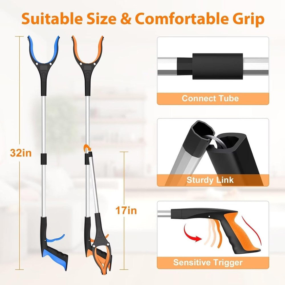 Independence Enhanced: 2-Pack 32-Inch Grabber Tool with Folding Design & Magnet