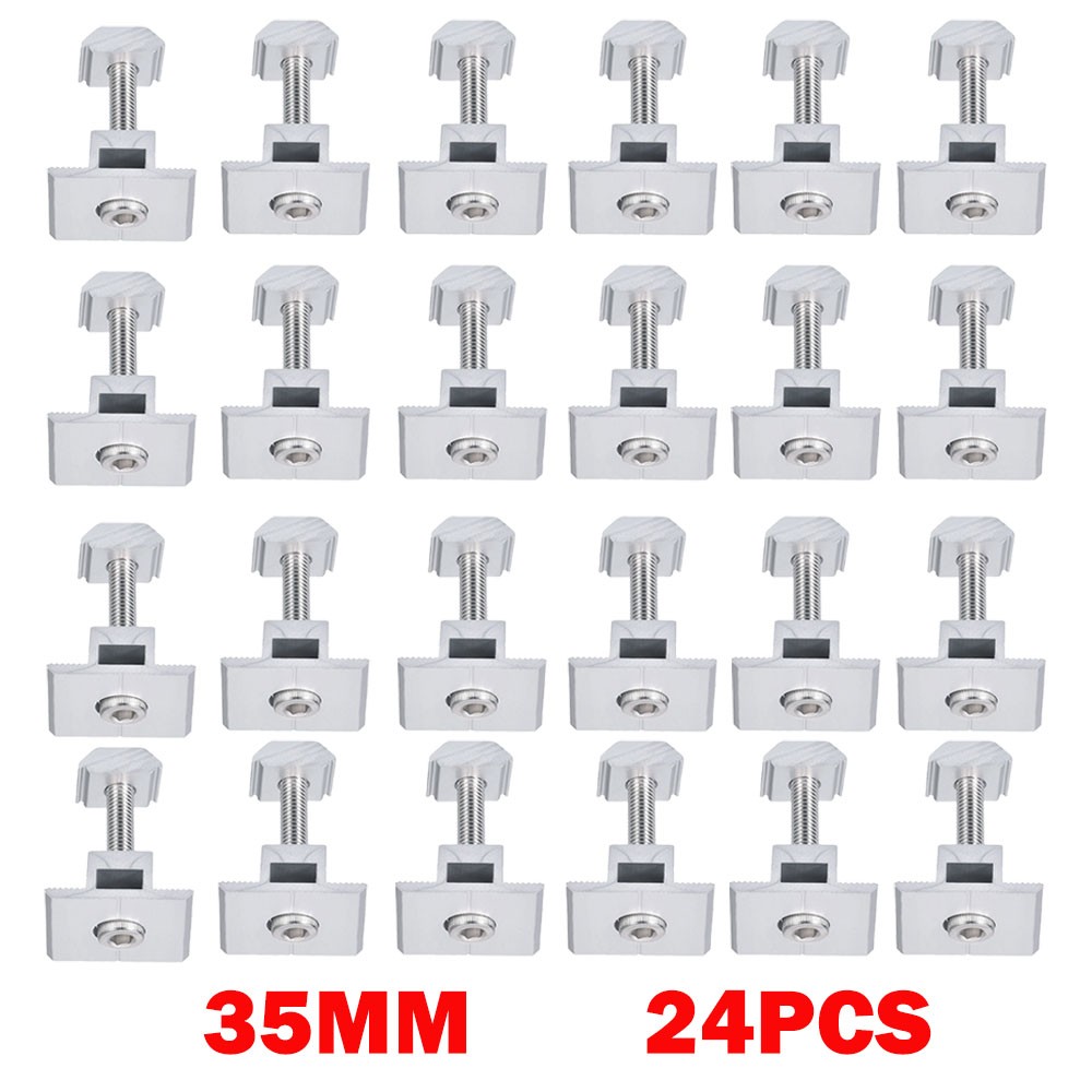 24Pcs Solar Panel Middle Clamp 35mm Aluminium Solar Panel Mount Mid Clips HOT