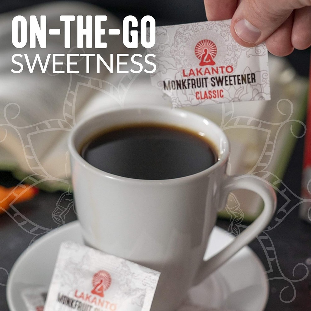 Lakanto Classic Monk Fruit Sweetener Packets - White Sugar Replacement, Zero ...