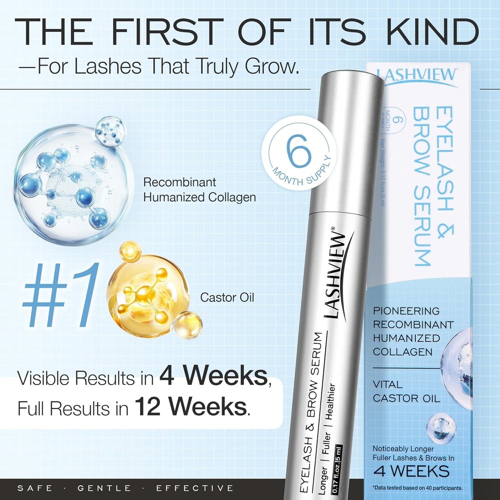LASHVIEW Advanced Lash Growth Serum for Thicker, Longer Eyelashes and Eyebrows,