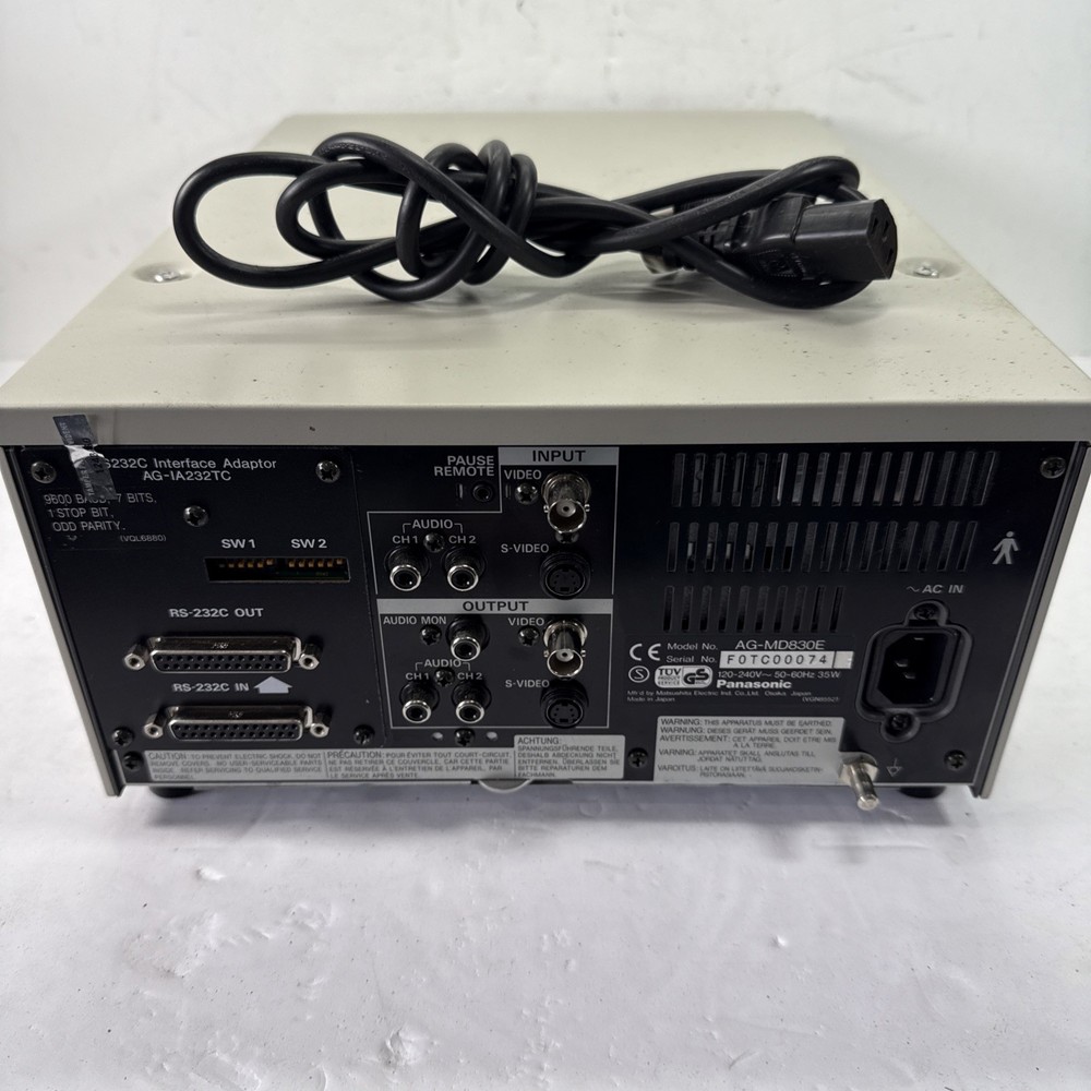 Panasonic AG-MD830E Cassette Recorder POWER TESTED ONLY