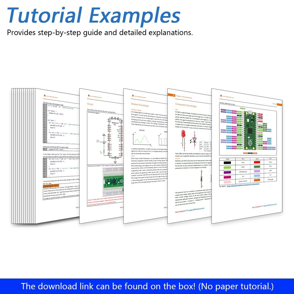 Freenove Raspberry Pi Pico 2 (W) Pre-Soldered Header Tutorial Example Projects