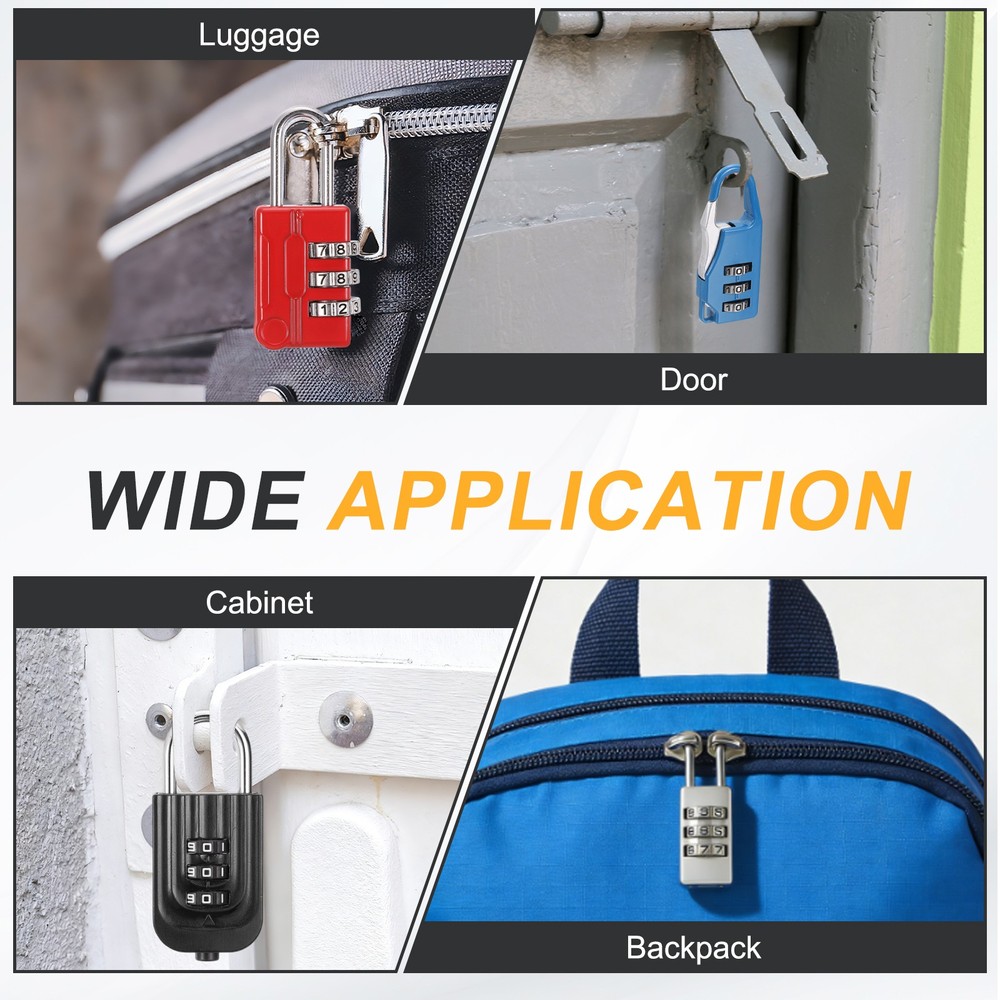 2Pcs Resettable 3 Digit Combination Lock Code Padlock, Blue (56 x 24mm)