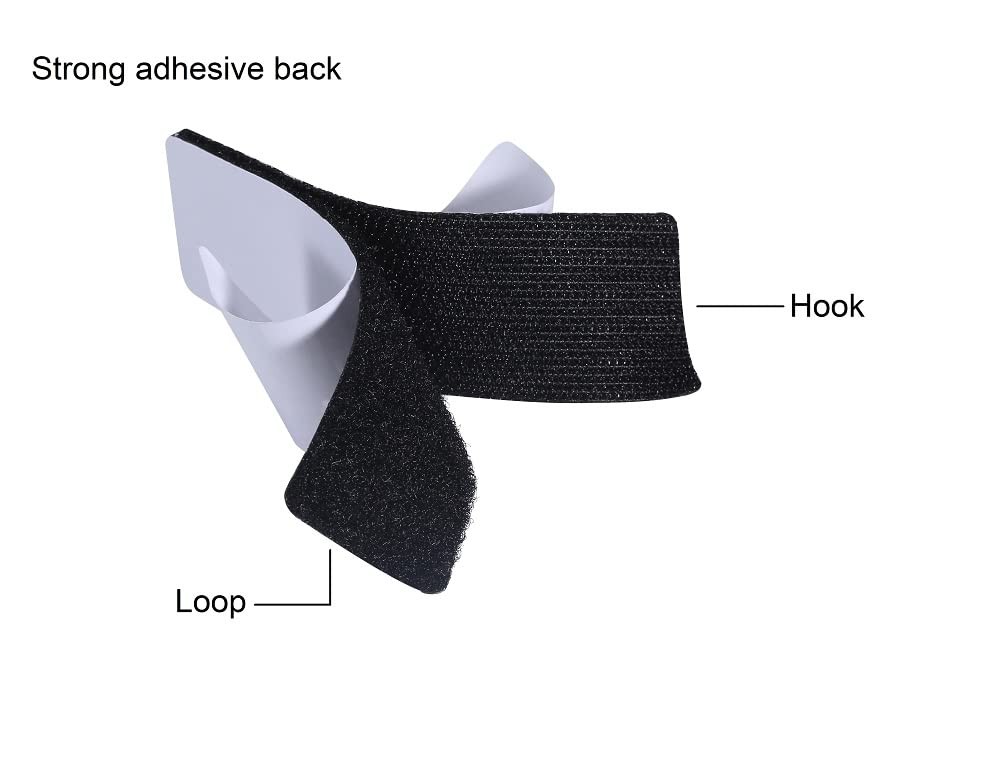 20 Sets Heavy Duty Hook & Loop Adhesive Strips 1x4” Black Sticky Back Fastener