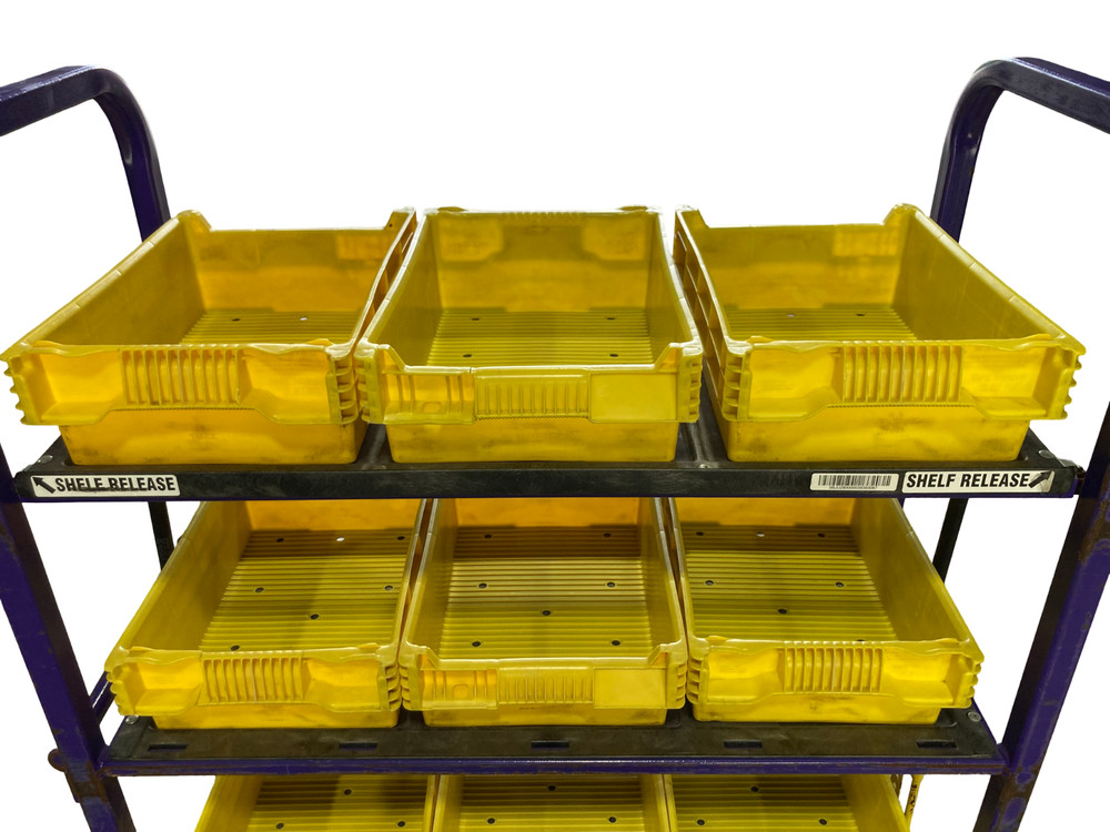 Industrial Steel Rolling Shelf order picker Cart Totes & Release System