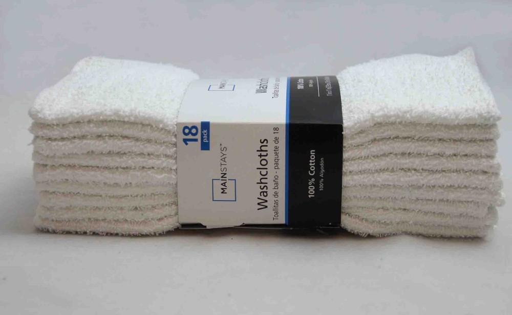 Mainstays 18-Pack Washcloth Bundle, White