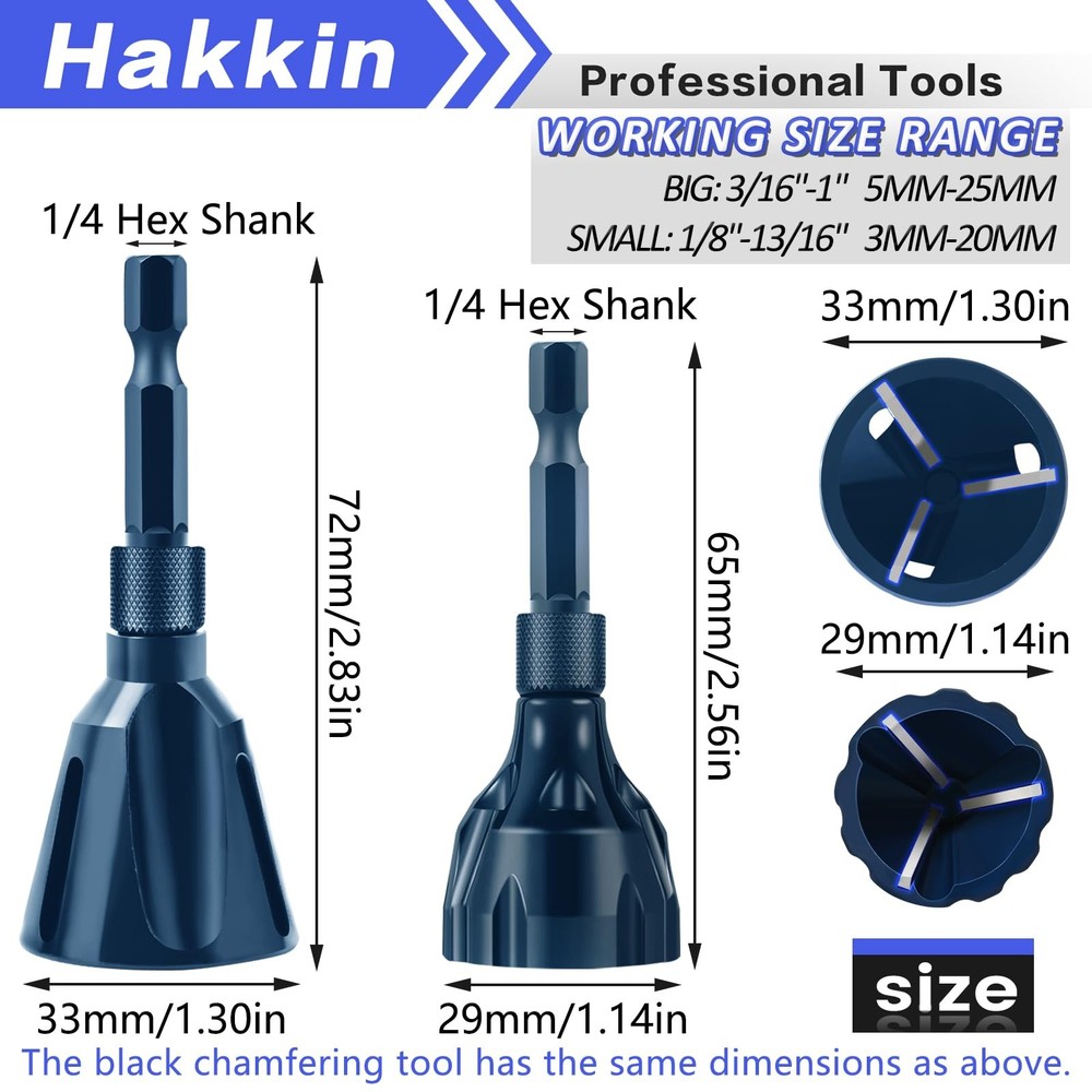 4Pcs Deburring External Chamfer Tool with Tungsten Carbide Blade, Bolt Deburr...