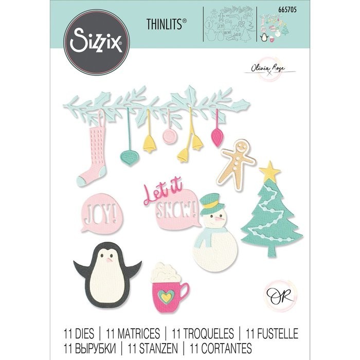 Sizzix Thinlits CHRISTMAS JOY Die Set - 665705 - NEW - 11 Dies -  Oliva Rose