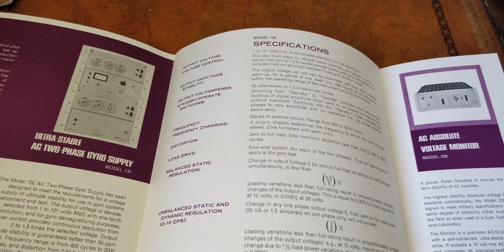 1950's Rotek ~ Gyro Supply / Microsyn Supply ~ Brochure Specs document