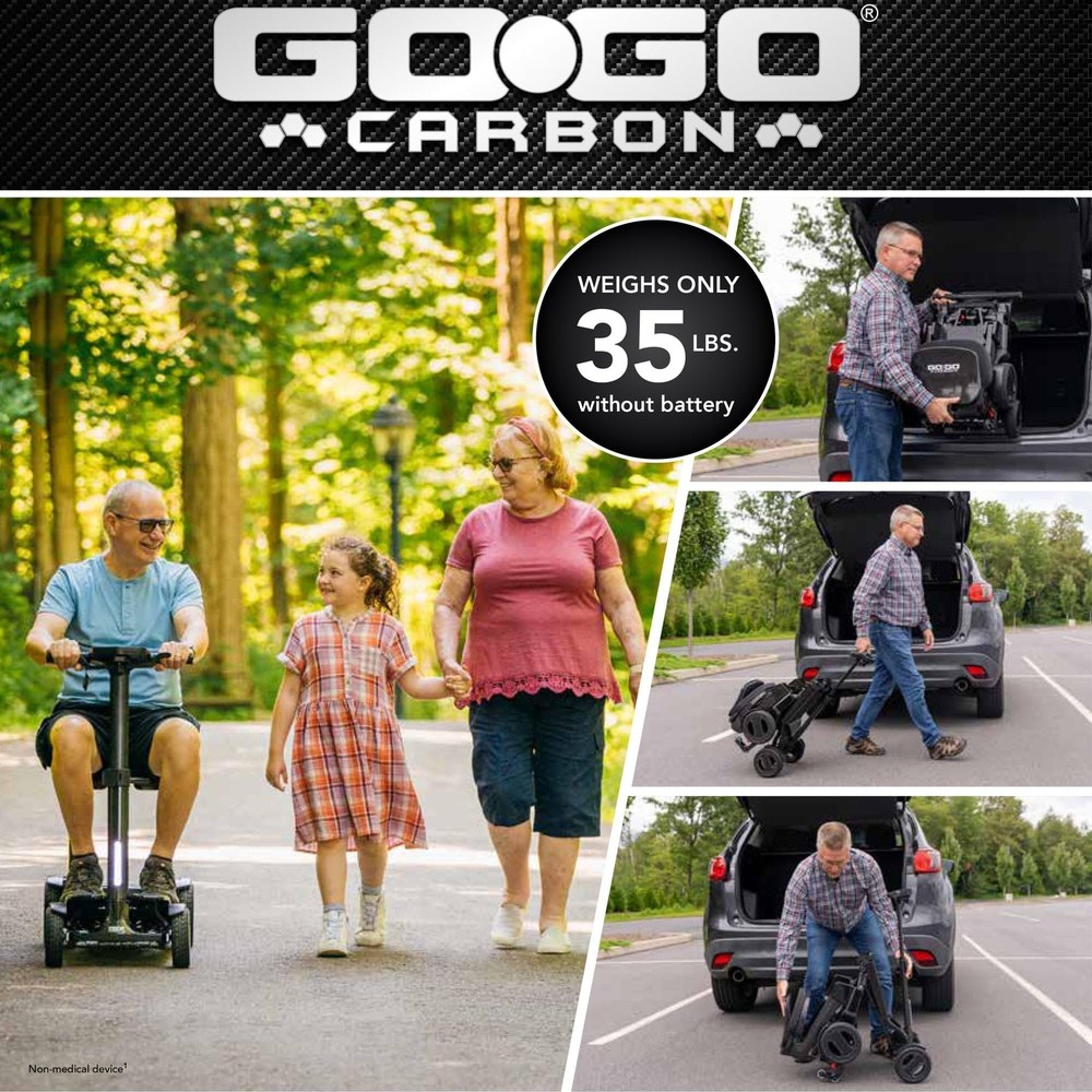 Pride Mobility Go-Go Carbon Travel Lightweight 39 Lbs Foldable Mobility...