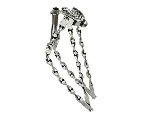 20" BIKR BENT FLAT TWISTED SPRING FORK 1 INCH CHROME. LOWRIDER CRUISER FORK.