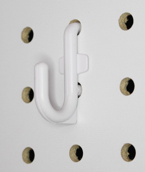 Plastic White Pegboard Wall Locking Hooks 50 J & 50 L Pack PEGBOARD NOT INCLUDED