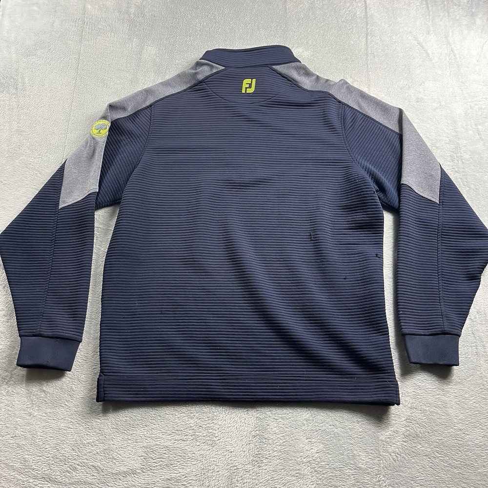 FootJoy Jacket Mens Large Blue Gray Mid-Layer Pullover 1/2-Zip Golf Course Logo