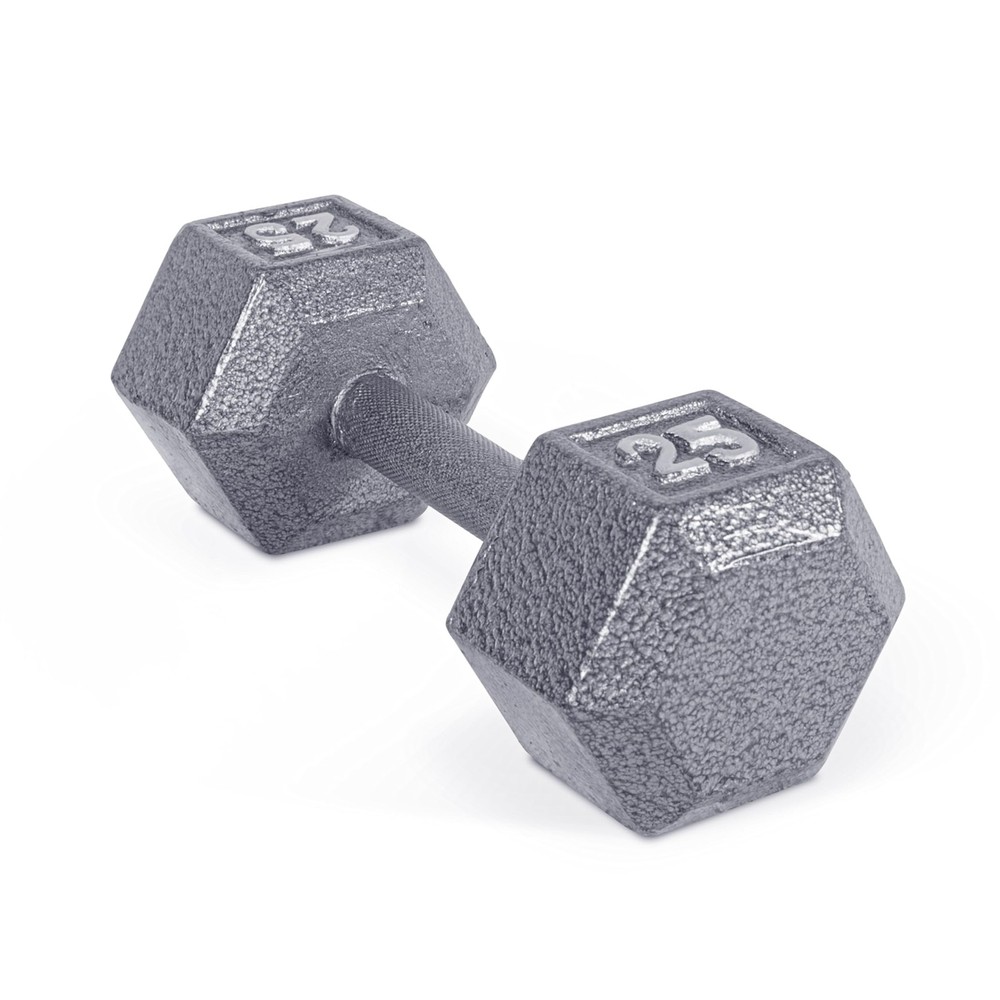 Barbell Cast Iron Hex Dumbbell, Single, 25 lb