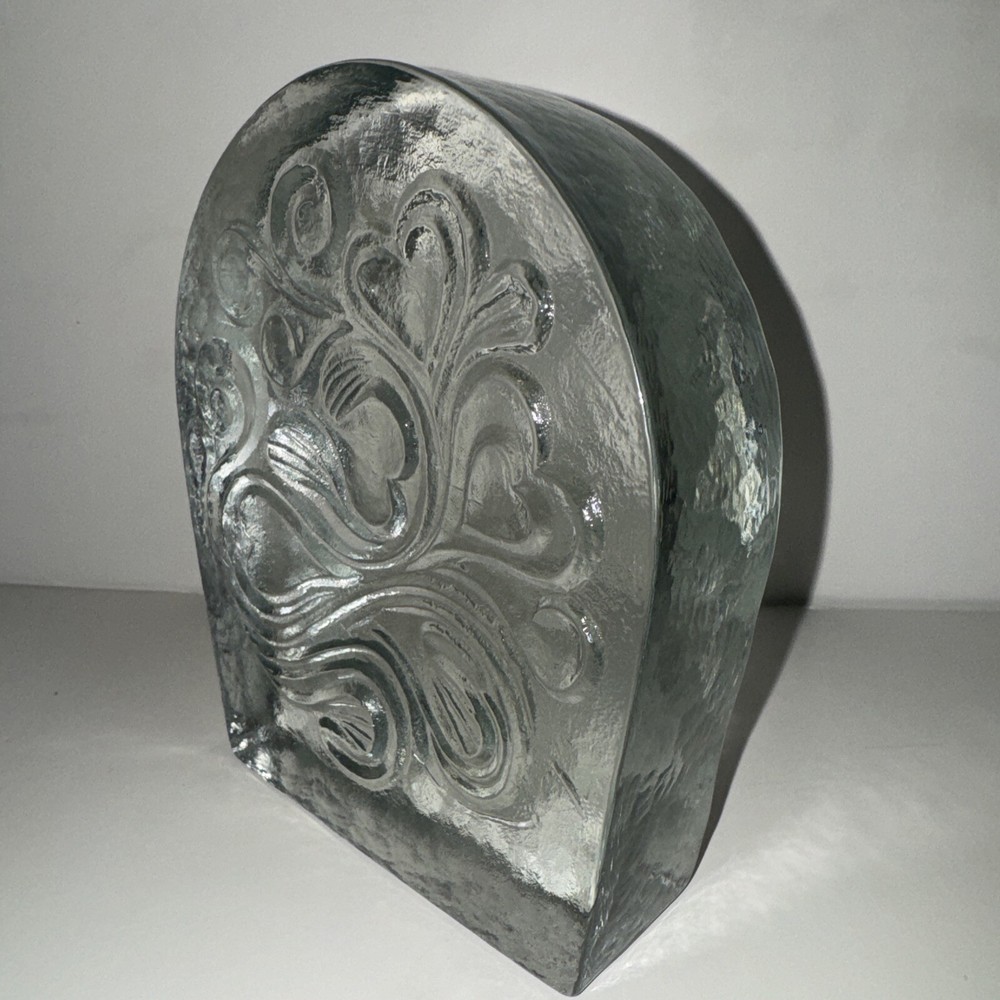 Blenko Glass Twisted Hearts Clear Block.