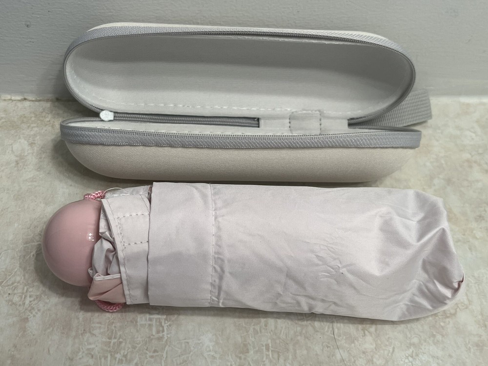 Monat Umbrella Pink Light Small Folding Compact Zip Case Sleek Elegant New