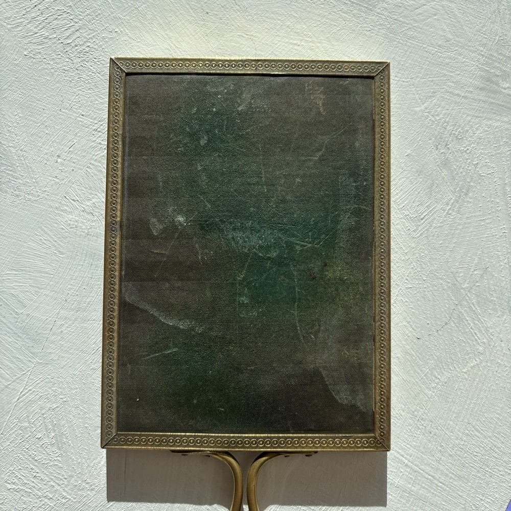 Vintage Large Art Deco Solid Brass Frame HandHeld Mirror - Beveled Glass