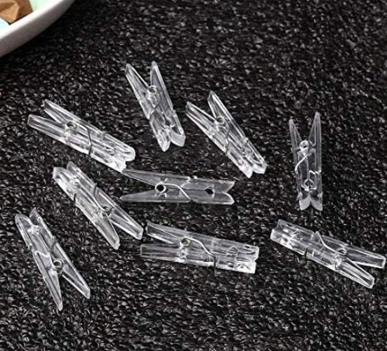 50PCS Clear Mini Spring Clips for Photos, Crafts & Laundry - Compact & Durable