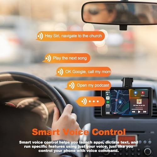 Wireless Carplay Stereo 7" Screen, Android Auto, Bluetooth, FM, Navigation, Voic