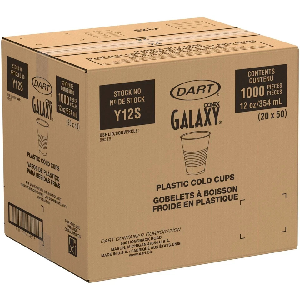 Dart Y12S Conex Galaxy 12 oz Cold Cup Translucent Polystyrene 1,000/Case