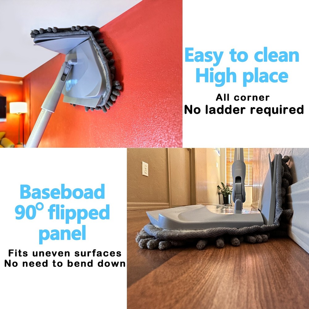 Wall Cleaning Mop with Long Handle, Ceiling Cleaner Tool Duster Adjustable 98"