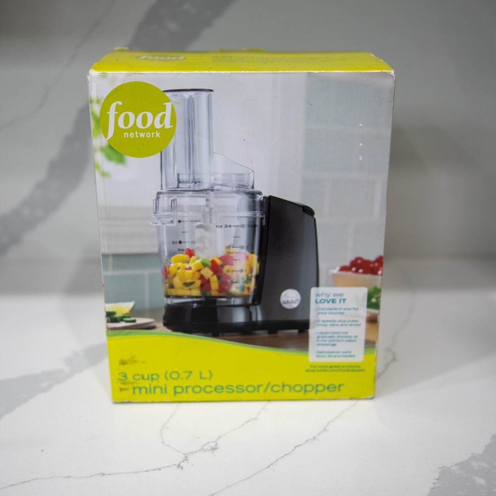 Food Network 3 Cup Mini Processor/Chopper Complete Set New