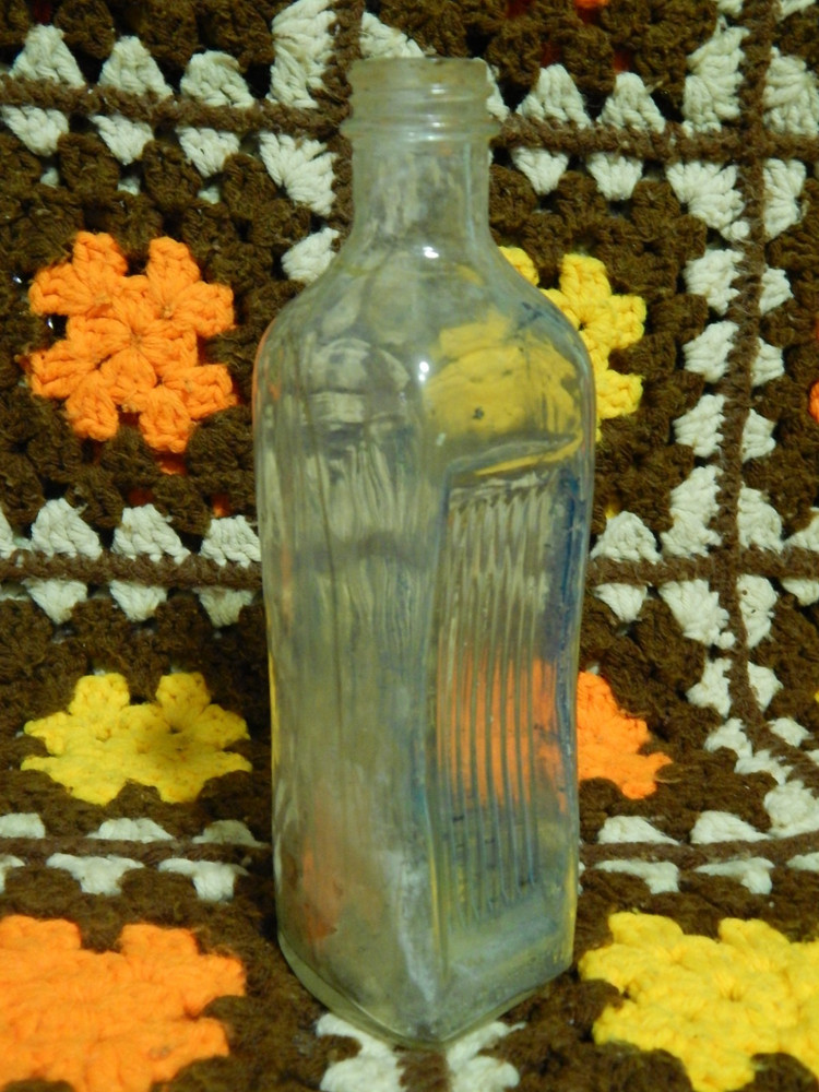 Vintage 'Old Witch' Embossed 2 Sides Indented/Ribbed 7.5'' Bottle Empty