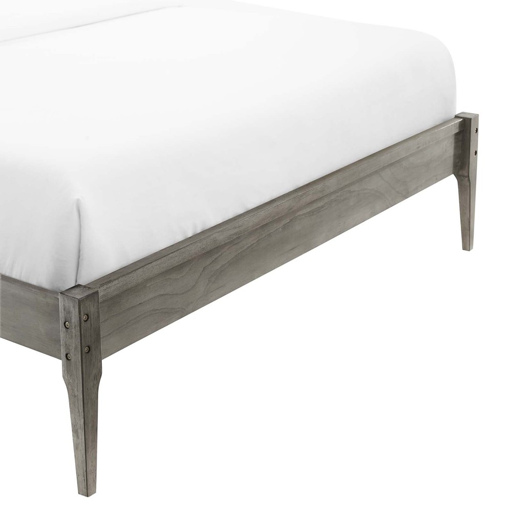 Modway June Wood Twin Platform Bed Frame in Gray