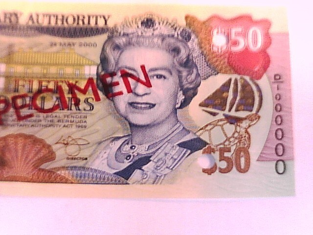 Bermuda 2000 Fifty Dollar SPECIMEN note Choice Crisp Uncirculated.
