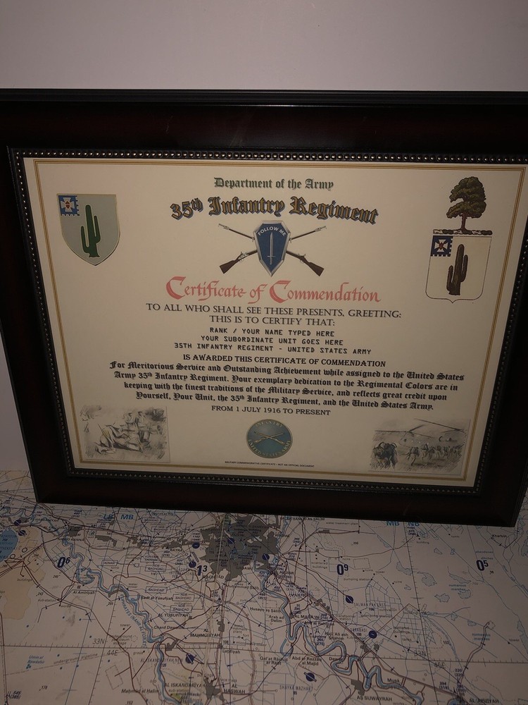 35TH INFANTRY REGIMENT / COMMEMORATIVE - CERTIFICATE OF COMMENDATION