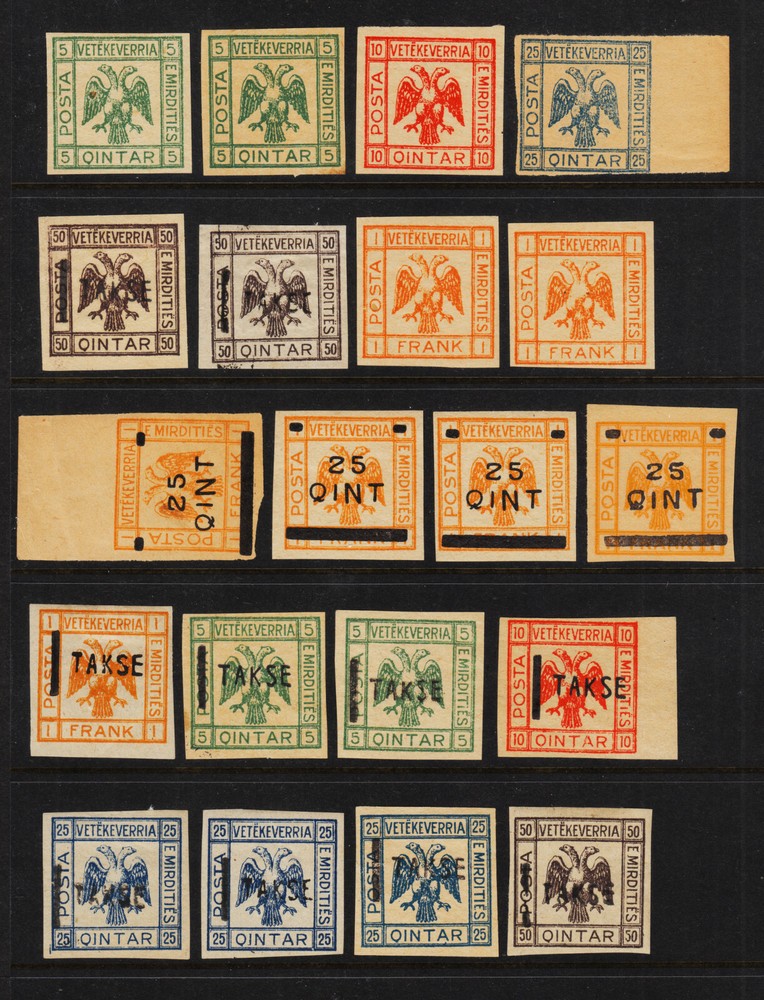 ALBANIA 1922 UNAUTHORIZED ISSUES Mint Hinged, Plain, and with Tax Overprint