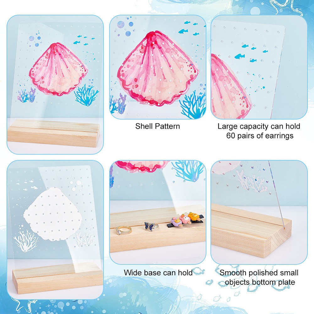 1set Transparent Acrylic Earring Displays Earring Stud Organizer Holder
