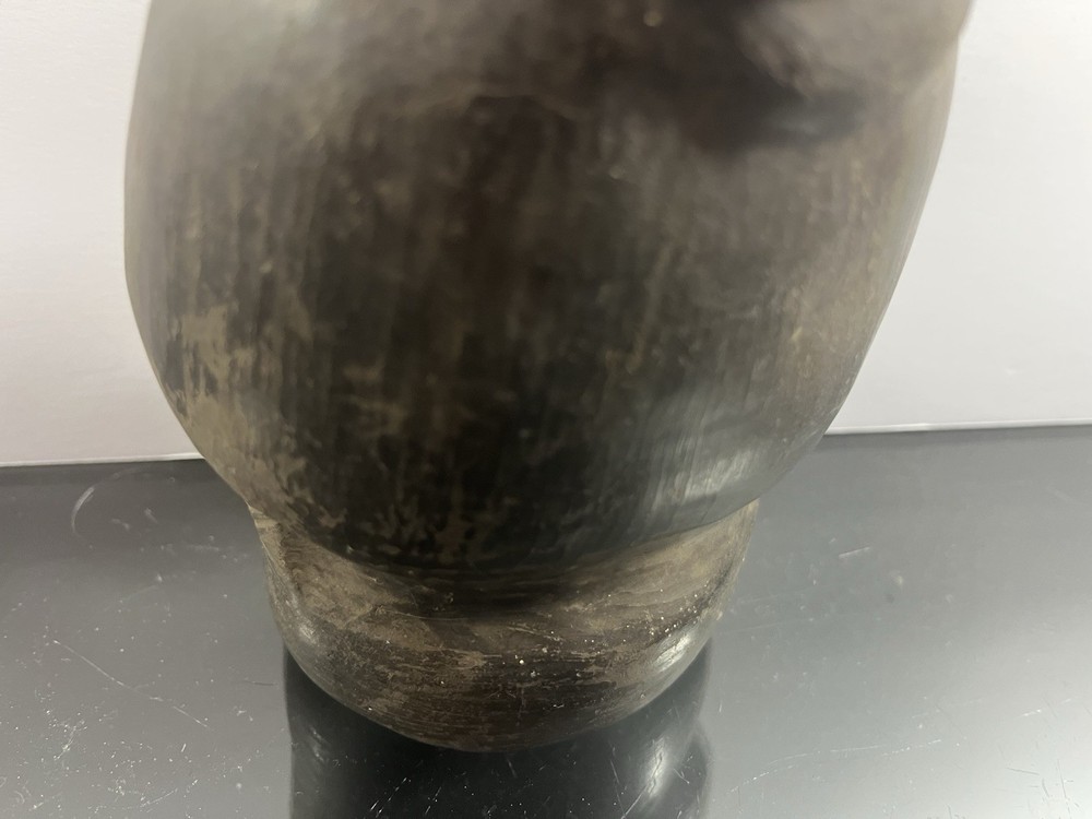 Vintage Peruvian Moche 9" Blackware Effigy Vessel