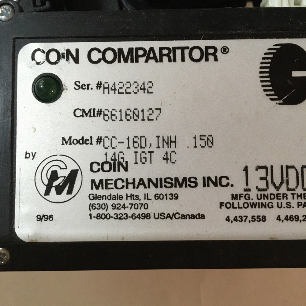 IGT S2000 13V Coin Comparitor CC16D INH 150 EUC