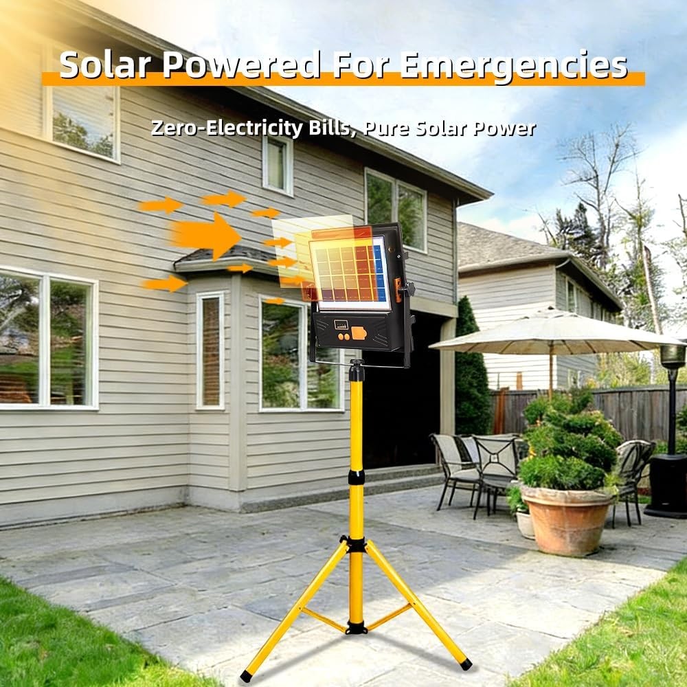 Solar Powered Work Light with 120H Runtime & Remote Control, Led Work Light with