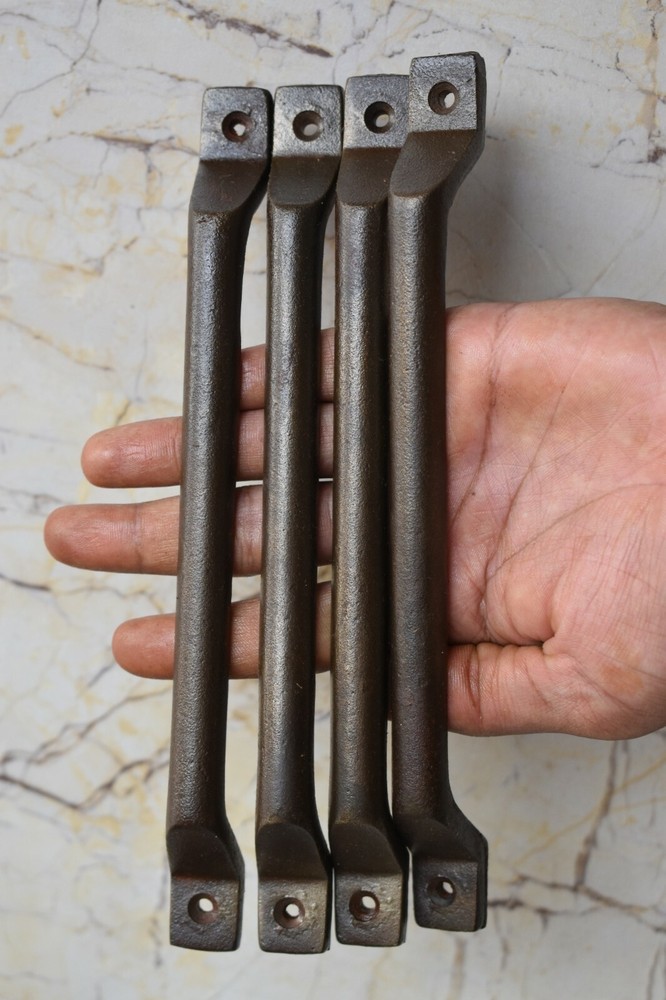 Rustic Vintage Cast Iron Barn Door Handle Cabinet Gate Handle Pull 4 Pcs