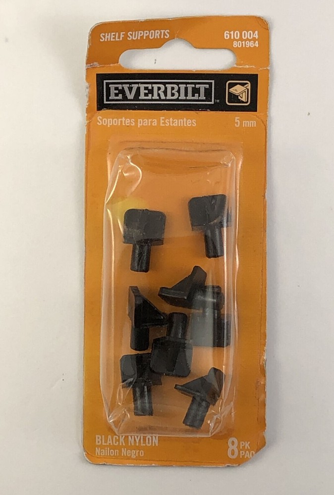 Everbilt Peg Shelf Support Bracket Clips (8-piece) 5mm Black Nylon