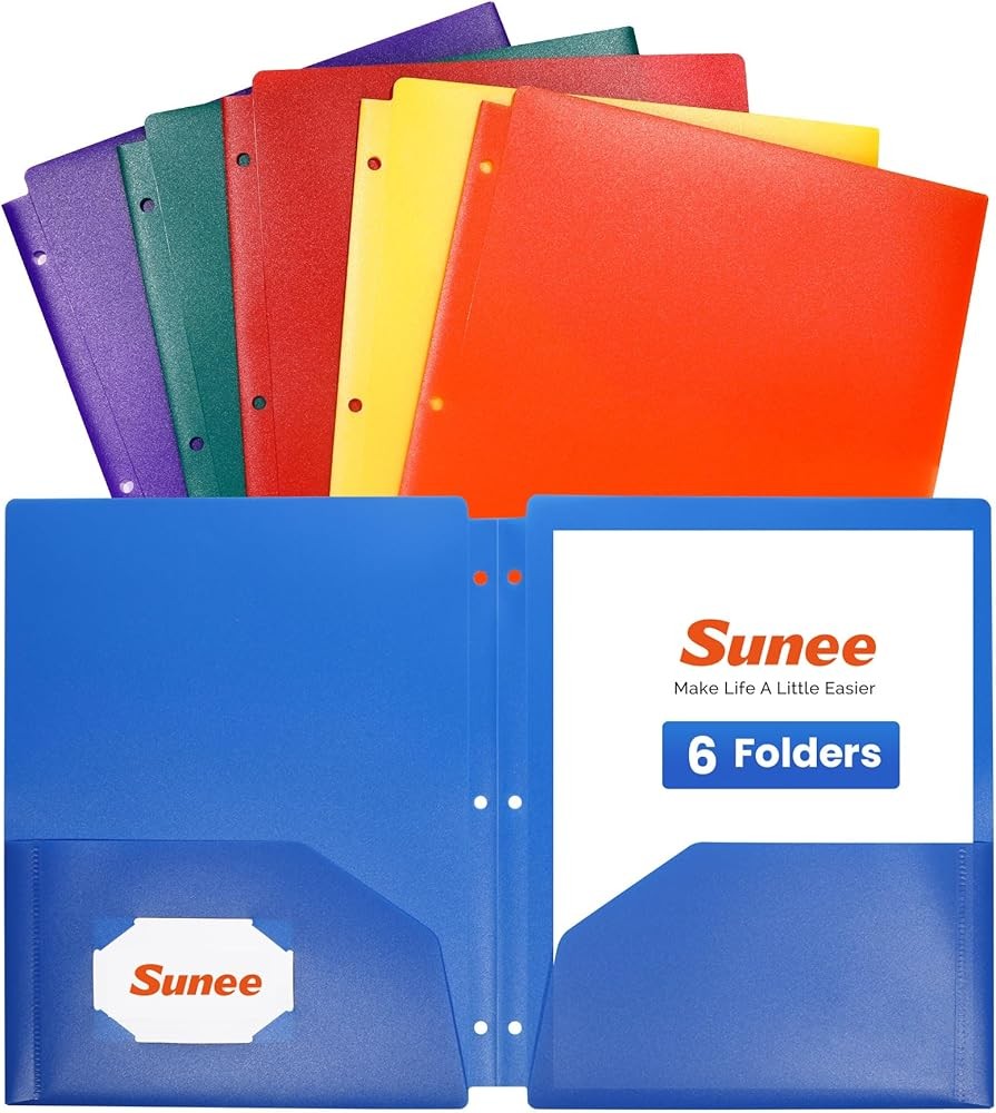 3 Hole Folders with Poets Plastic Folders for 3 Ring Binder, Heavy