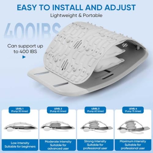 Ergonomic Lumbar Support Board, Lower Back Stretcher Adjustable Air Gray