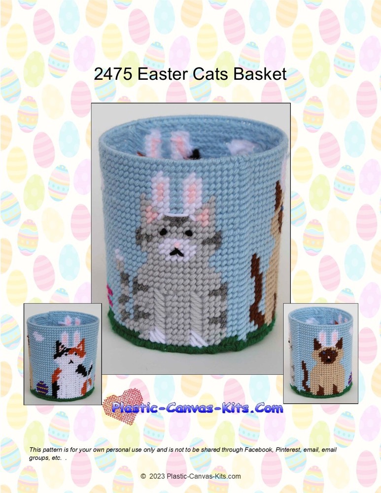Easter Cats Basket-Plastic Canvas Pattern or Kit