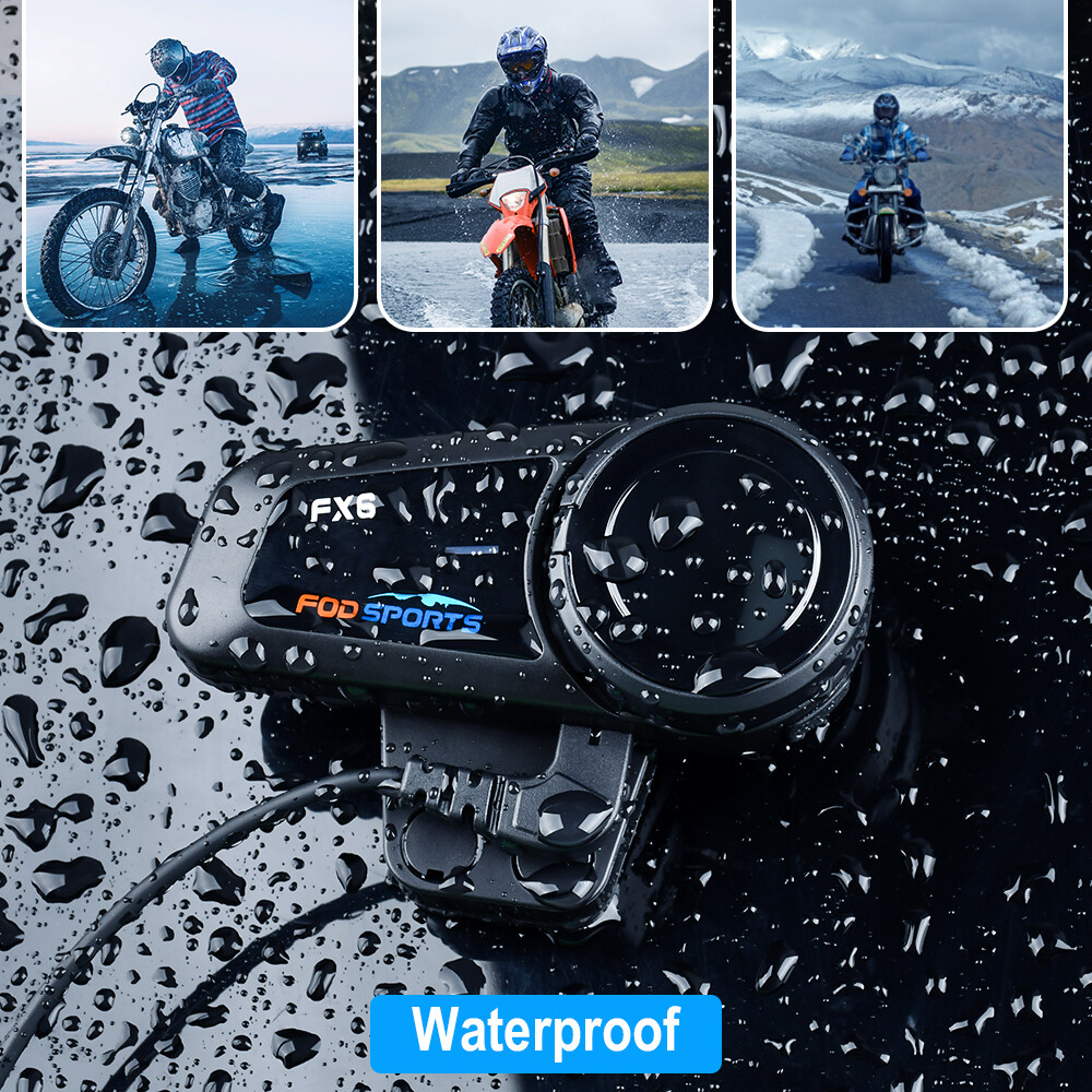 4x FX6 Motorcycle Bluetooth Headset Helmet Intercom 6 Riders Group Communication