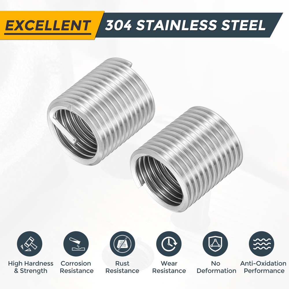 10pcs Wire Thread Inserts M16 x 2 x 2D Metric Helical Threaded Sleeve