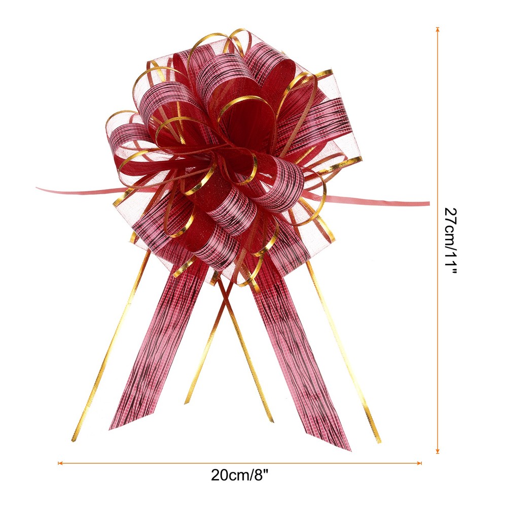 10Pack 8" Large Pull Bows Gift Wrapping Bows Ribbon Organza Wine Red