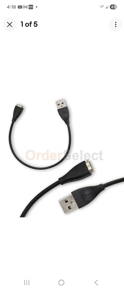 USB Charger For Fitbit Charge HR Smart Watch Tracker Sync Cord Charging Cable 2