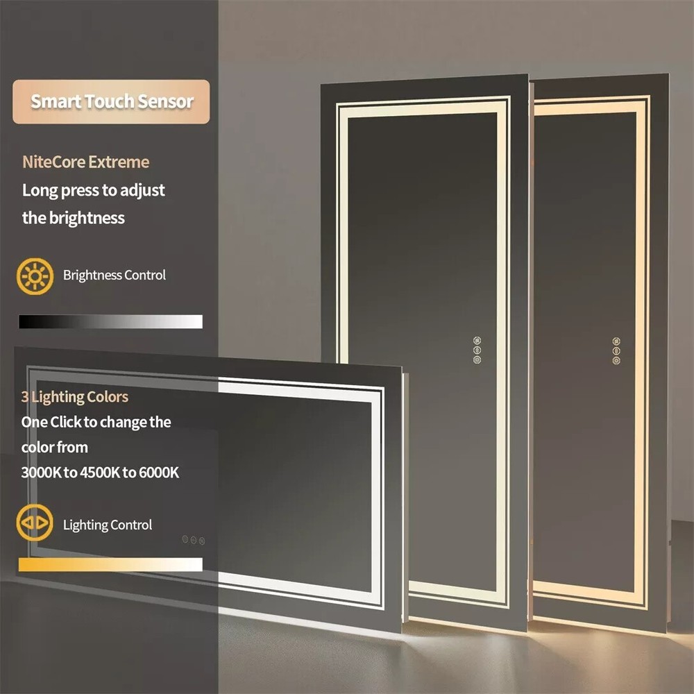 24x48 LED Bathroom Mirror with Lights Front Backlit LED Mirror 3 Colors Memory